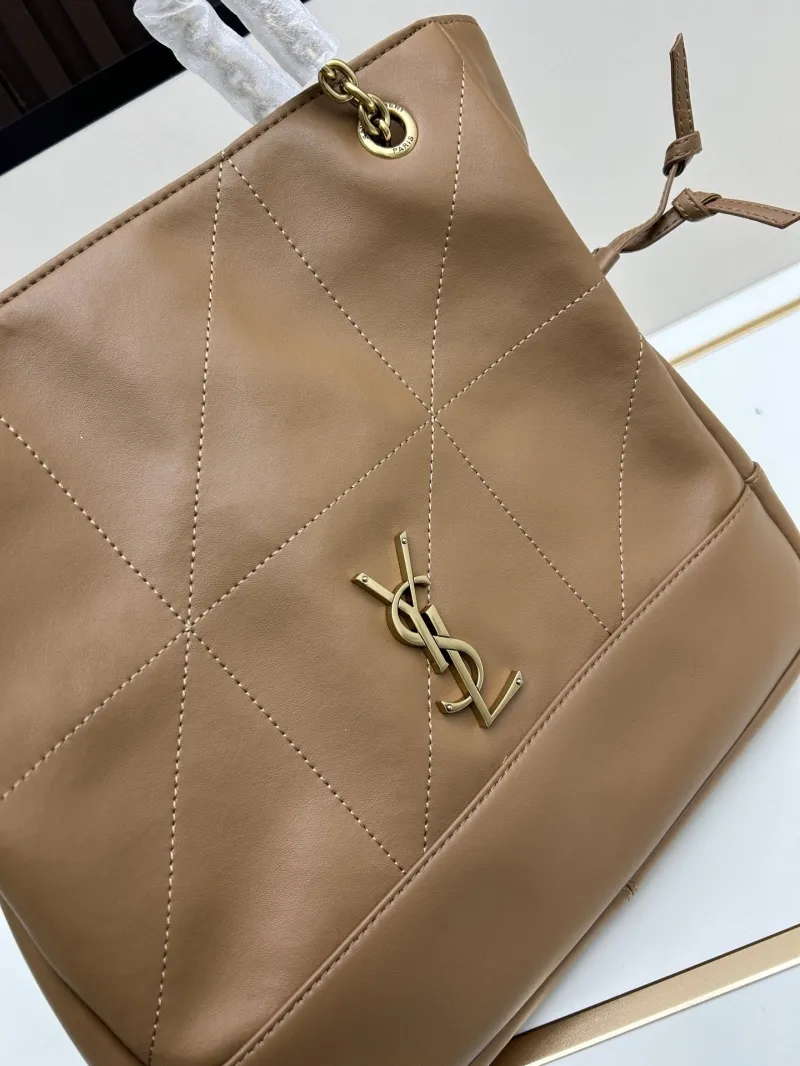 YSL Brown Leather Tote Bag with Pouch - Image 4