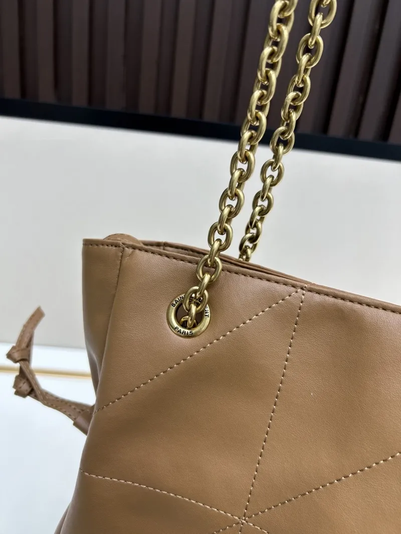YSL Brown Leather Tote Bag with Pouch - Image 5