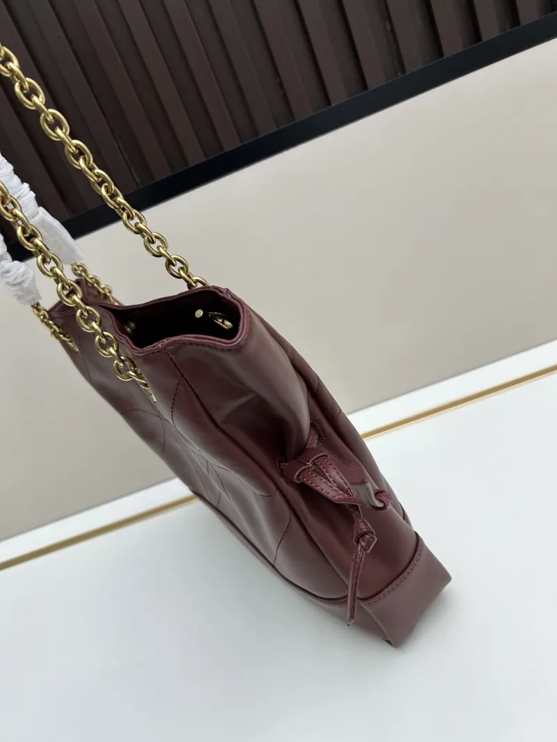 YSL Burgundy Leather Tote Bag with Pouch 112 - Image 3