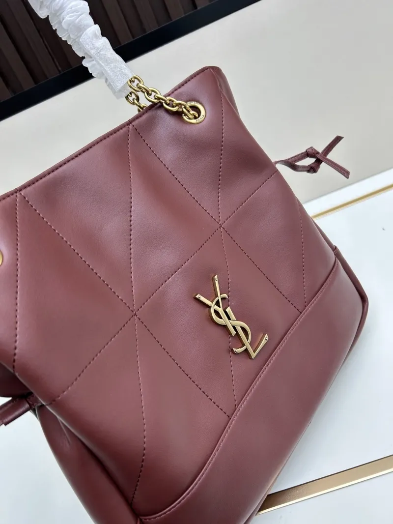 YSL Burgundy Leather Tote Bag with Pouch 112 - Image 4