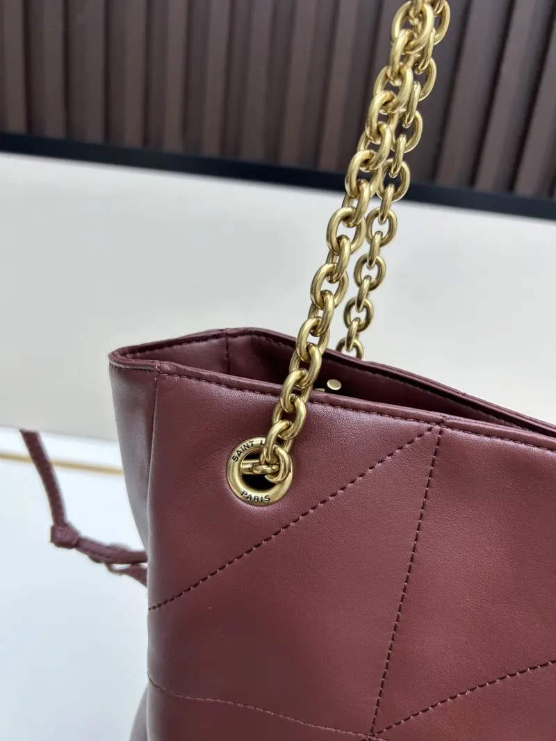 YSL Burgundy Leather Tote Bag with Pouch 112 - Image 5