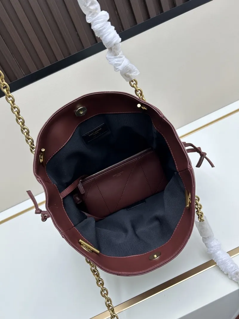 YSL Burgundy Leather Tote Bag with Pouch 112 - Image 7