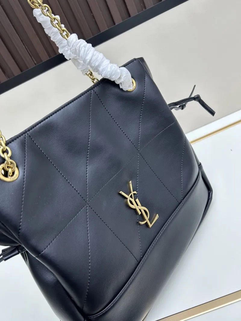 YSL Black Leather Tote Bag with Pouch 113 - Image 4
