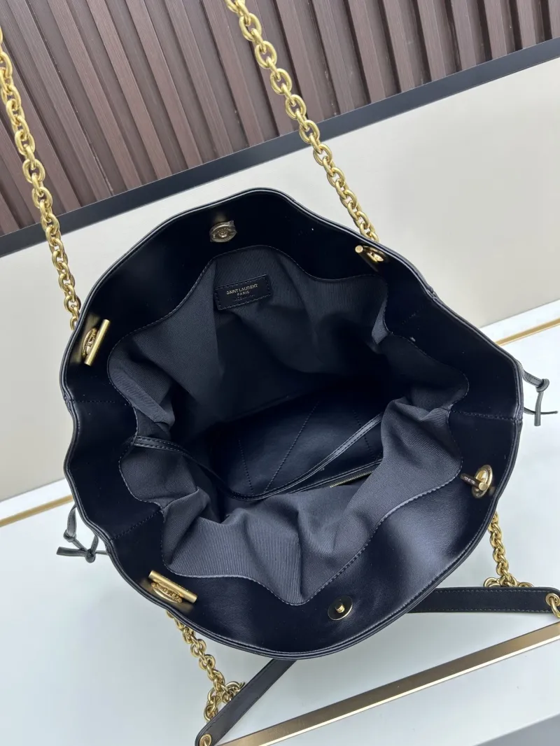 YSL Black Leather Tote Bag with Pouch Model 115 - Image 7