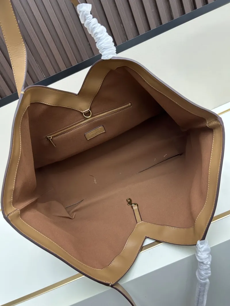 YSL Tan Leather Tote Bag 118 - Image 6
