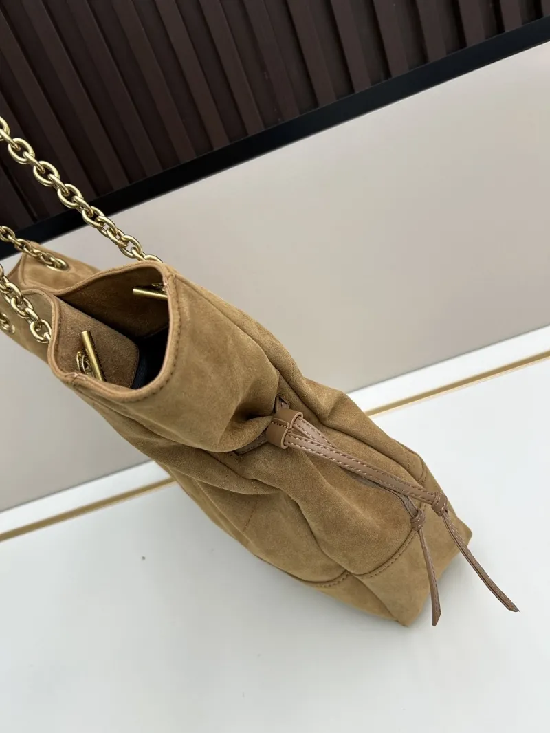 YSL Tan Suede Tote Bag with Pouch Model 122 - Image 3