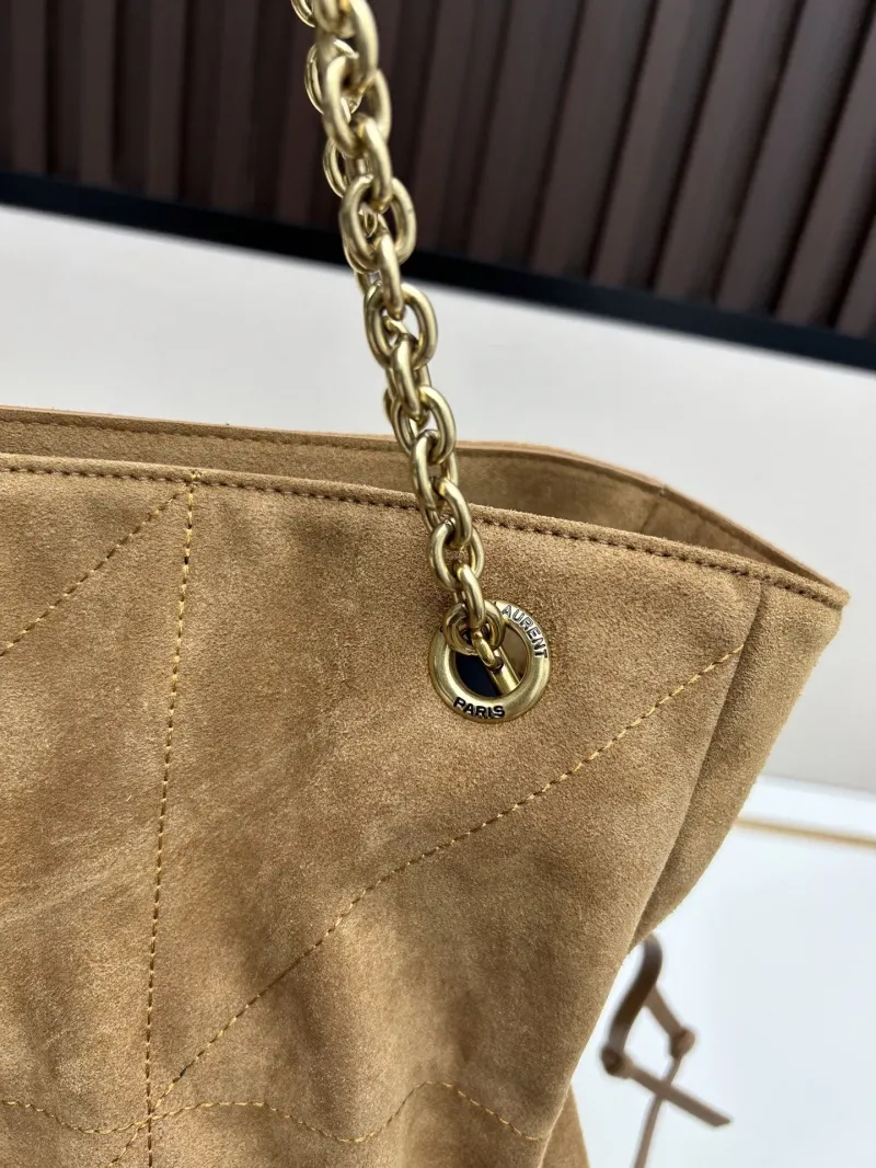 YSL Tan Suede Tote Bag with Pouch Model 122 - Image 5