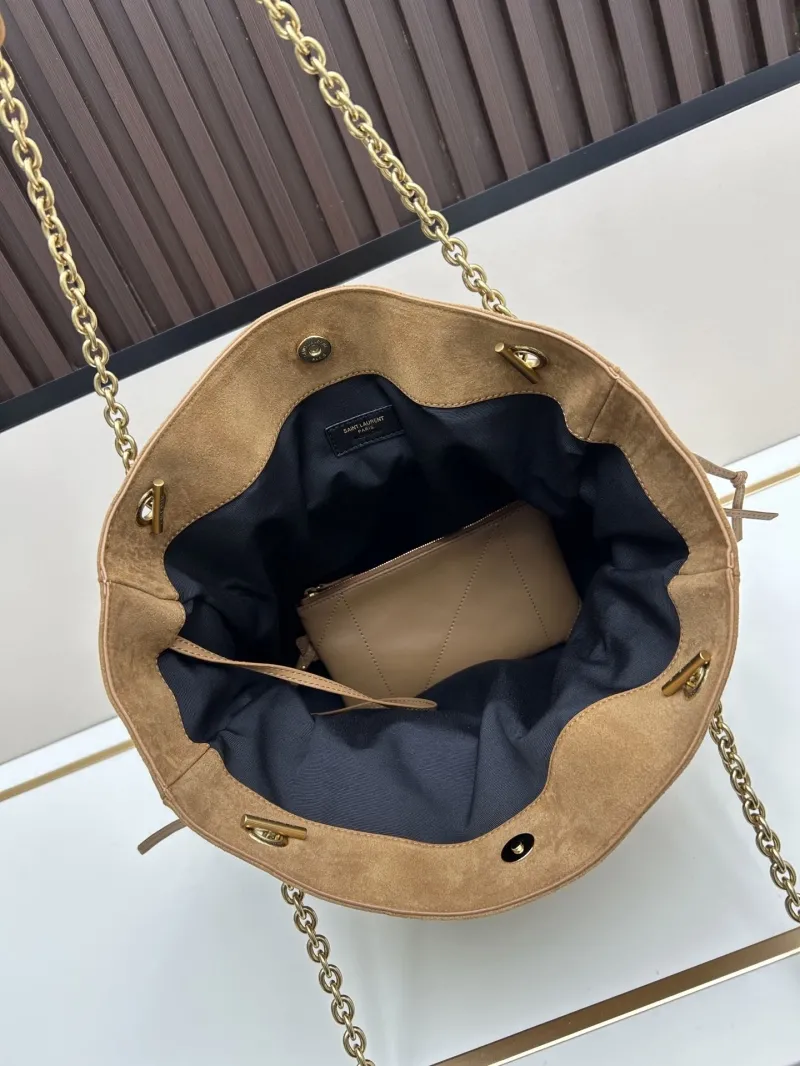 YSL Tan Suede Tote Bag with Pouch Model 122 - Image 7