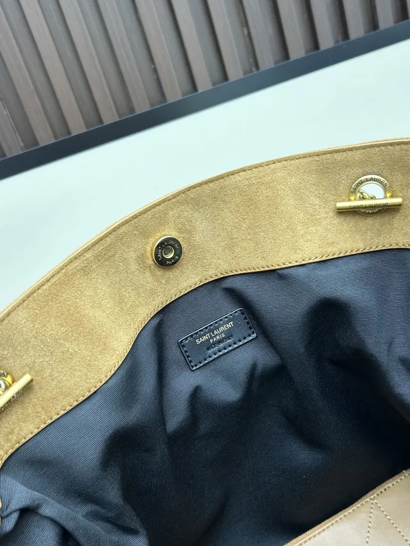 YSL Tan Suede Tote Bag with Pouch Model 122 - Image 8