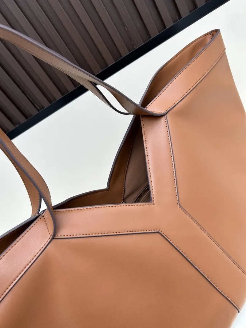 YSL Brown Leather Tote Bag 124 - Image 3