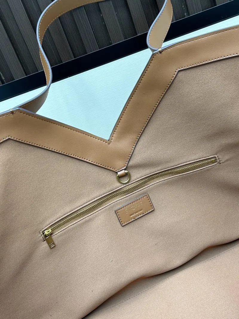 YSL Brown Leather Tote Bag 124 - Image 8