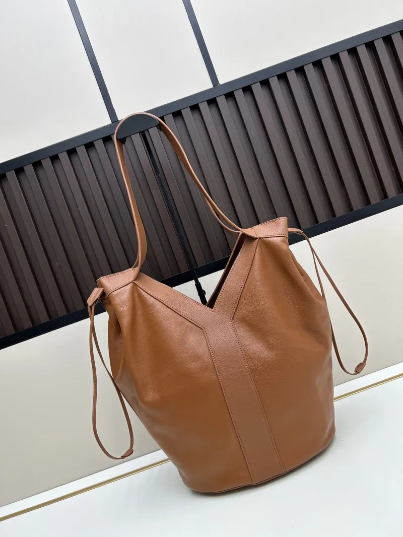 Alternative view of YSL Brown Leather Shoulder Tote Bag