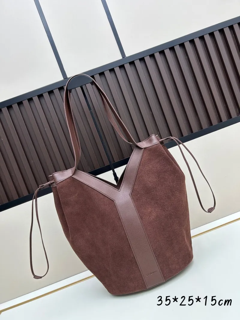 YSL Brown Suede Tote Bag SKU 127