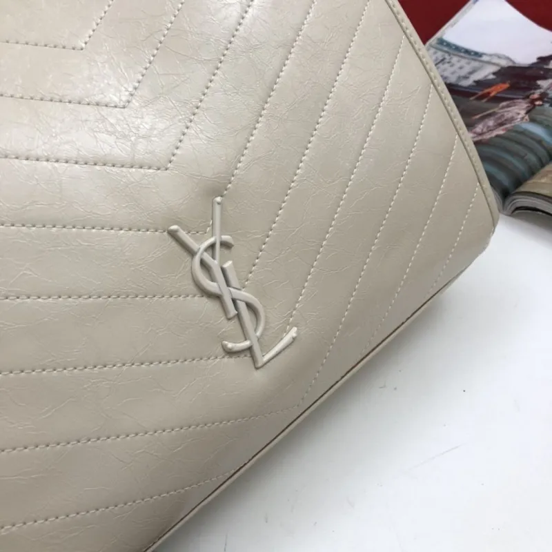 Saint Laurent Cream Leather Shopping Tote Bag 128 - Image 4