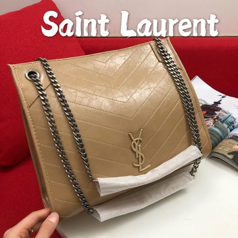 Alternative view of Saint Laurent Beige Chain Shopping Bag 129