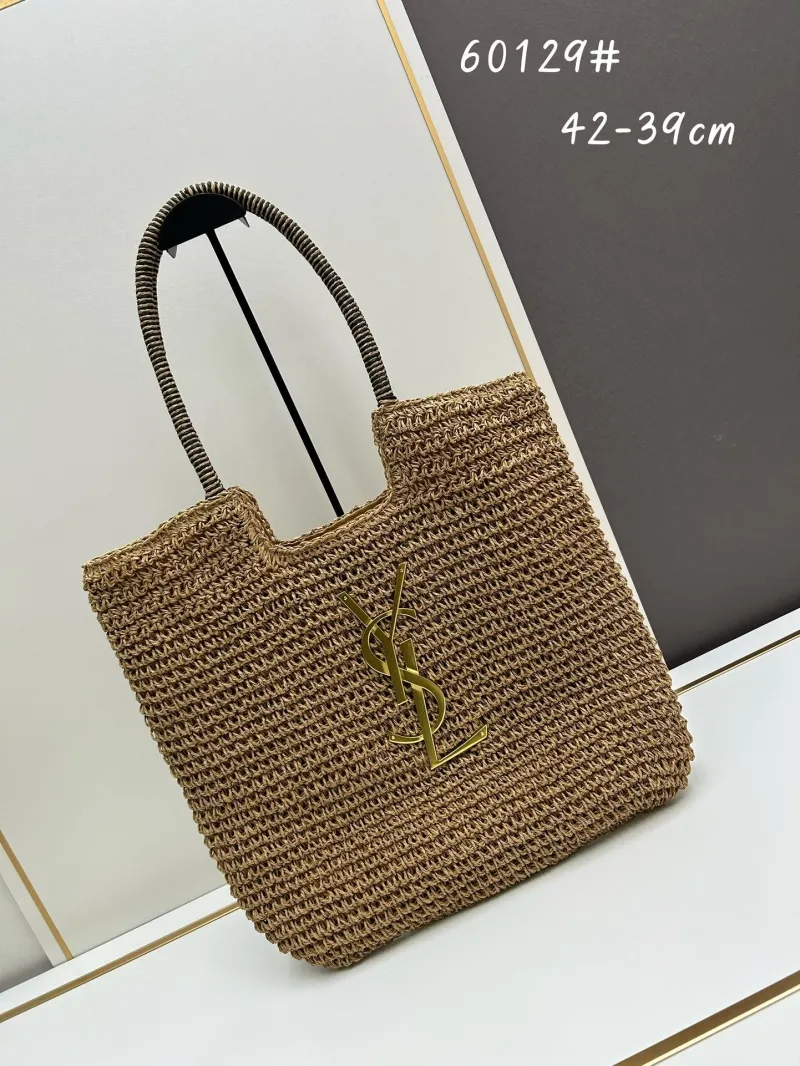 YSL Beige Straw Tote Bag 60129