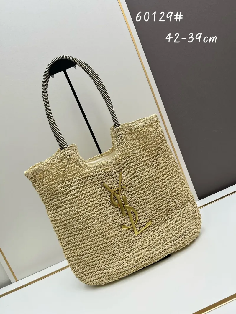 YSL Beige Straw Tote Bag 60129