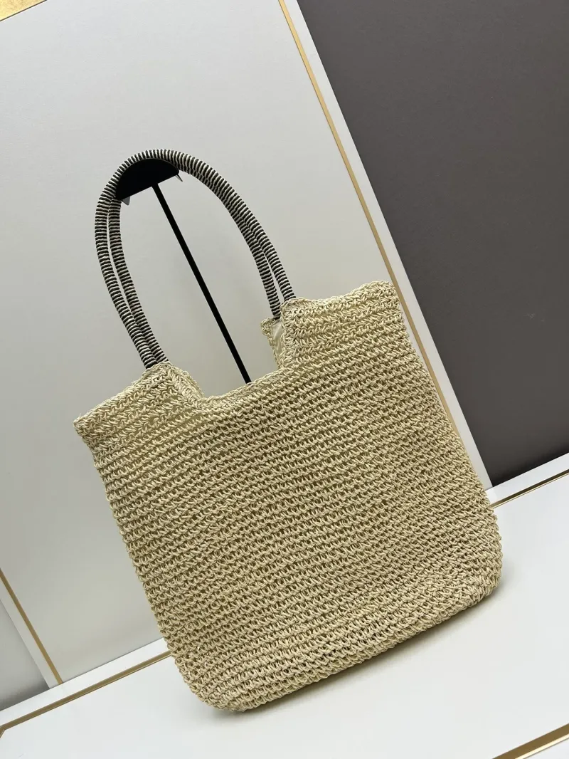 Alternative view of YSL Beige Straw Tote Bag 60129