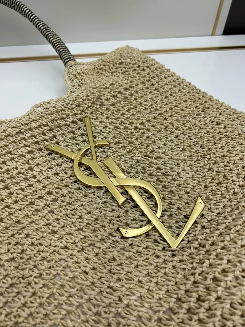 YSL Beige Straw Tote Bag 60129 - Image 3