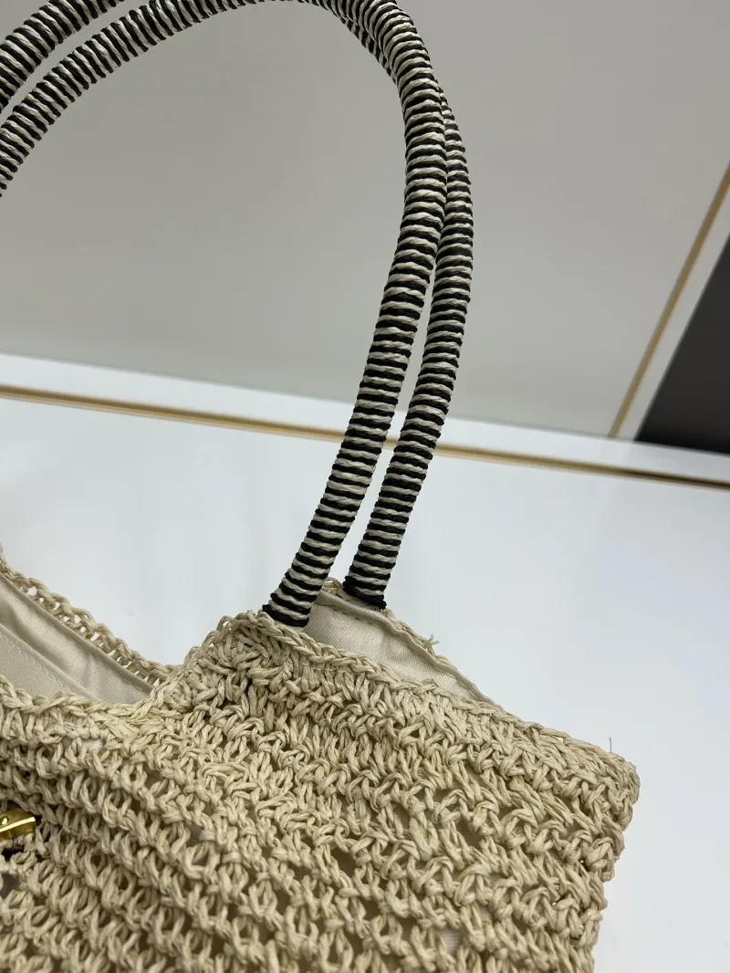 YSL Beige Straw Tote Bag 60129 - Image 4