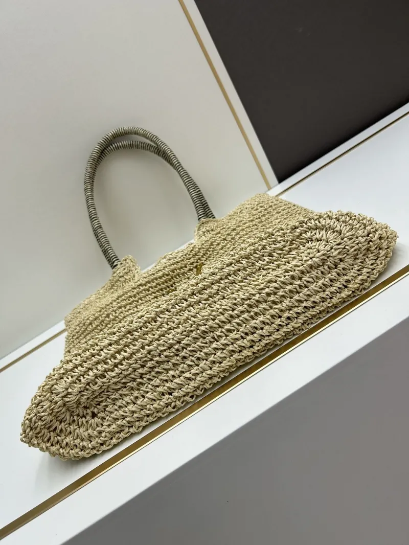 YSL Beige Straw Tote Bag 60129 - Image 5