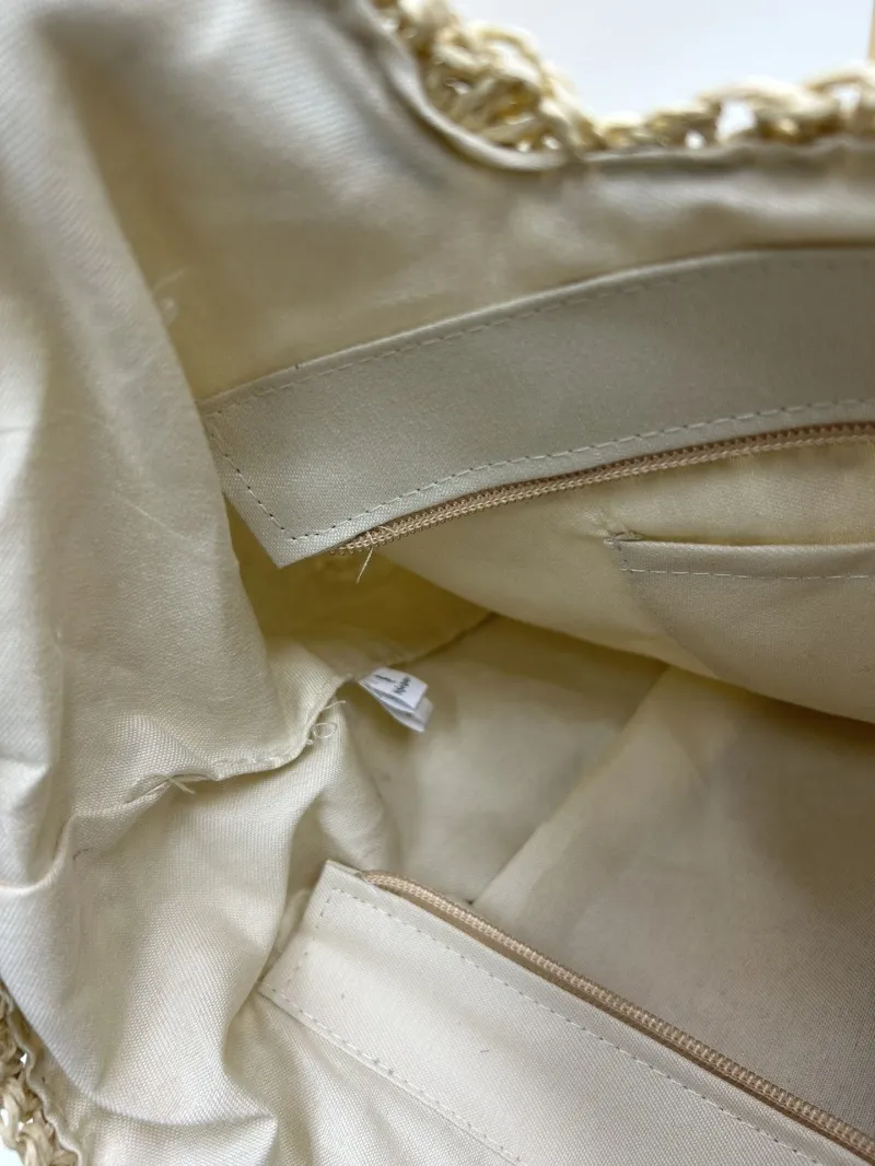 YSL Beige Straw Tote Bag 60129 - Image 7