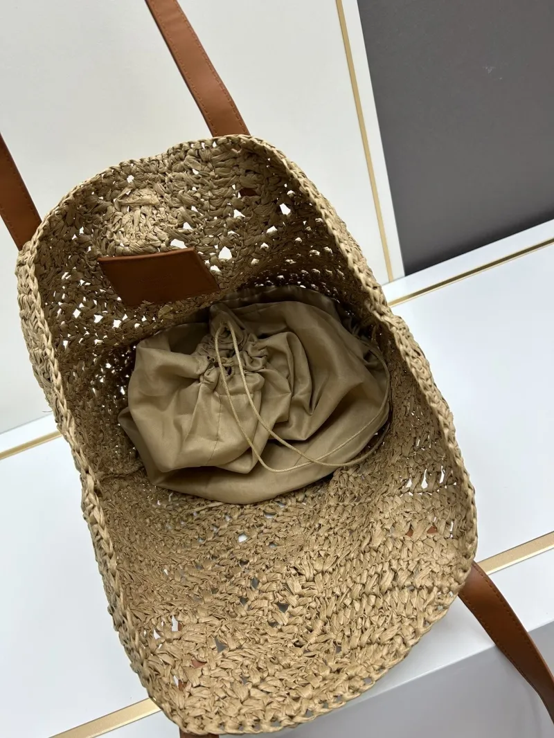 YSL Beige Straw Tote Bag SKU 136 - Image 6