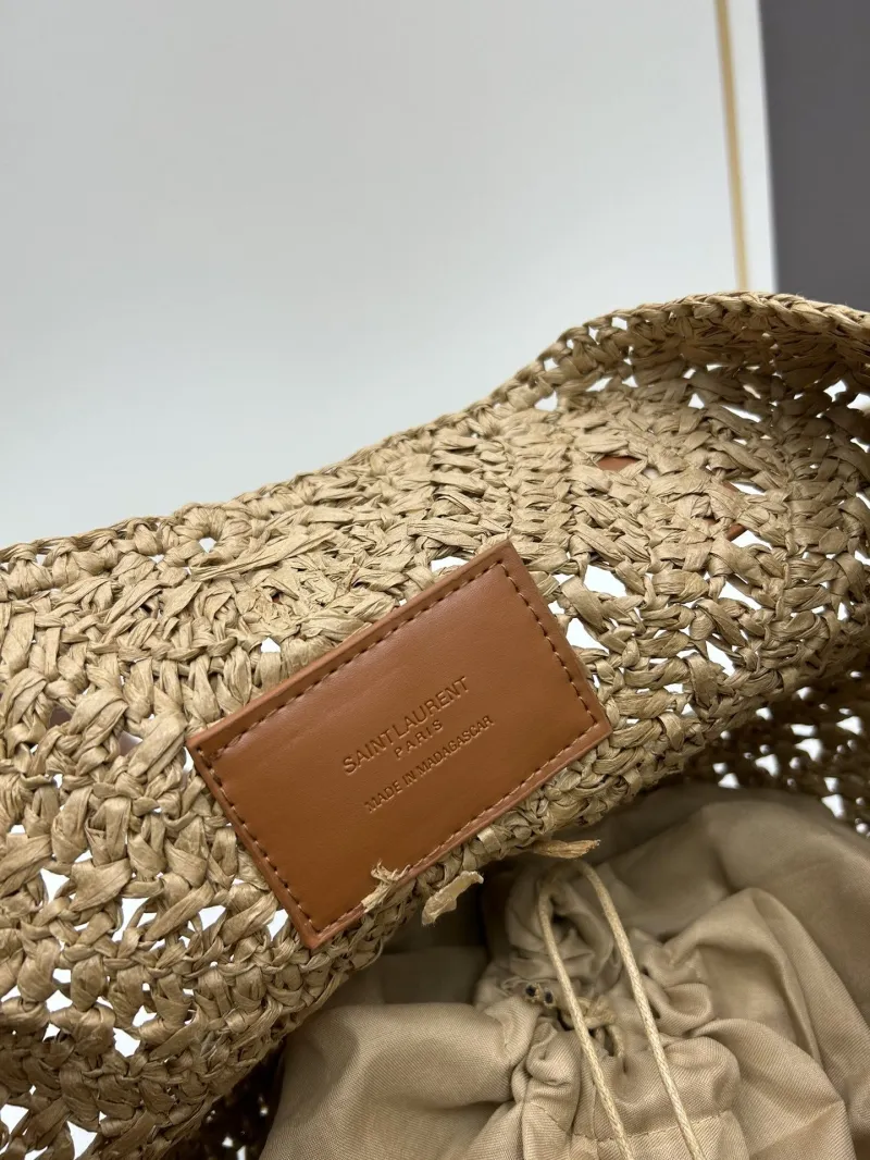 YSL Beige Straw Tote Bag SKU 136 - Image 7
