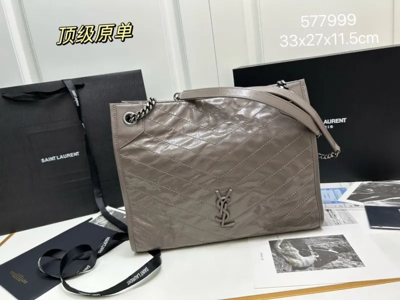 Saint Laurent Gray Leather Tote Bag 577999
