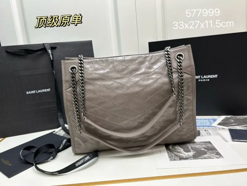 Alternative view of Saint Laurent Gray Leather Tote Bag 577999