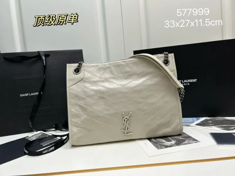 YSL Off-White Quilted Leather Shoulder Bag 577999