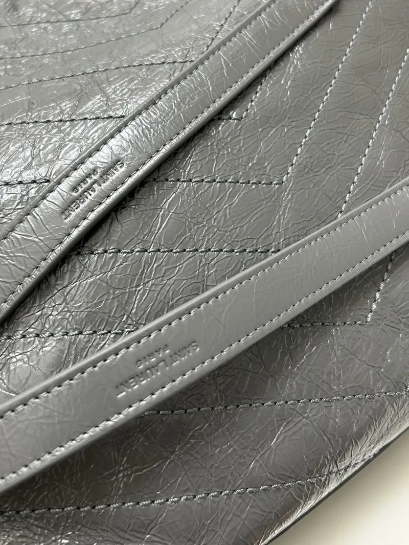 YSL Gray Leather Chain Tote Bag 577999 - Image 6