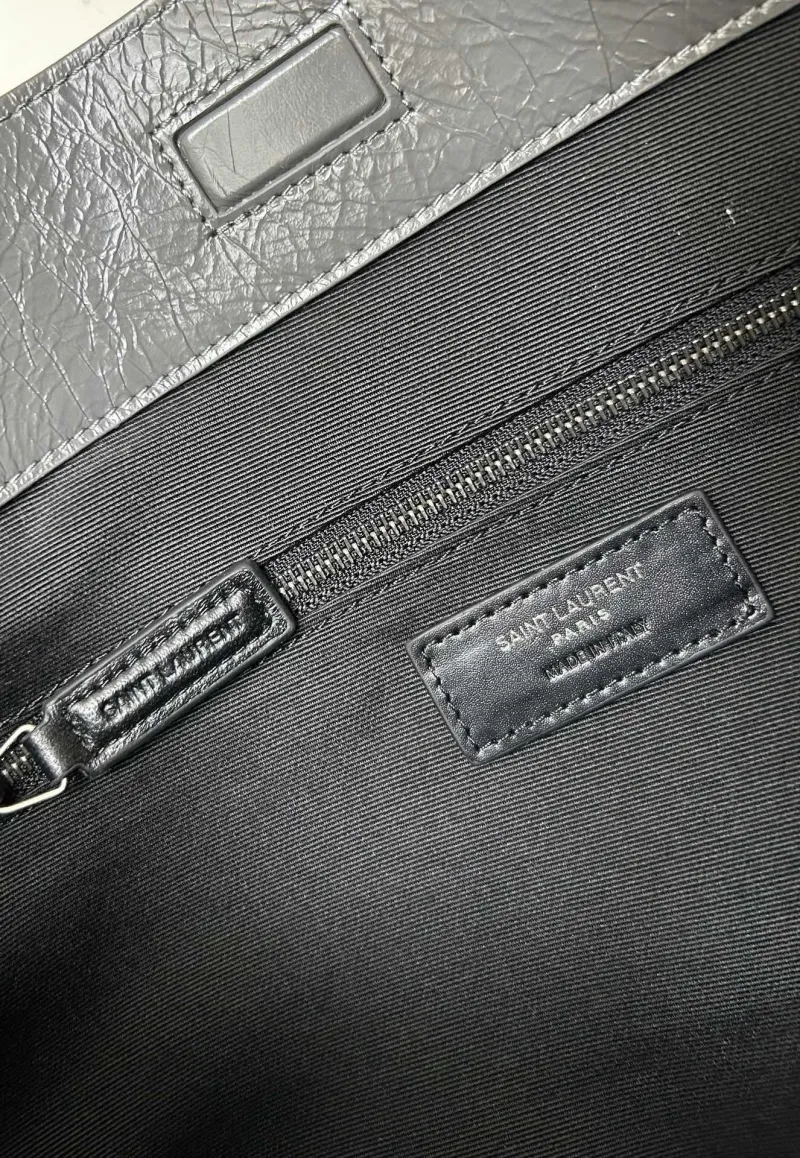 YSL Gray Leather Chain Tote Bag 577999 - Image 9
