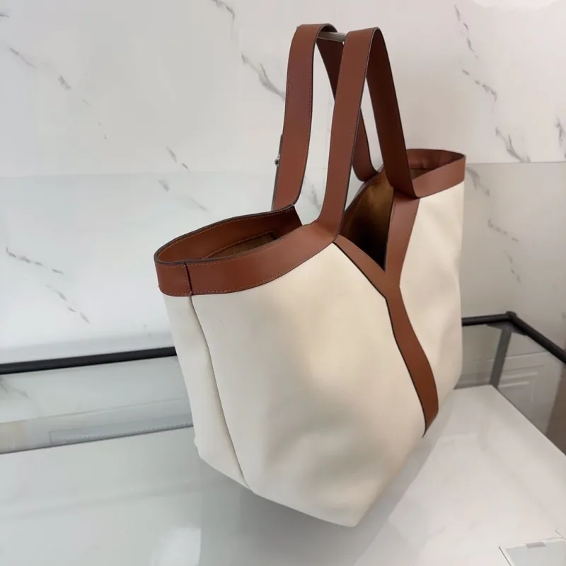 YSL White and Brown Tote Bag 147 - Image 3