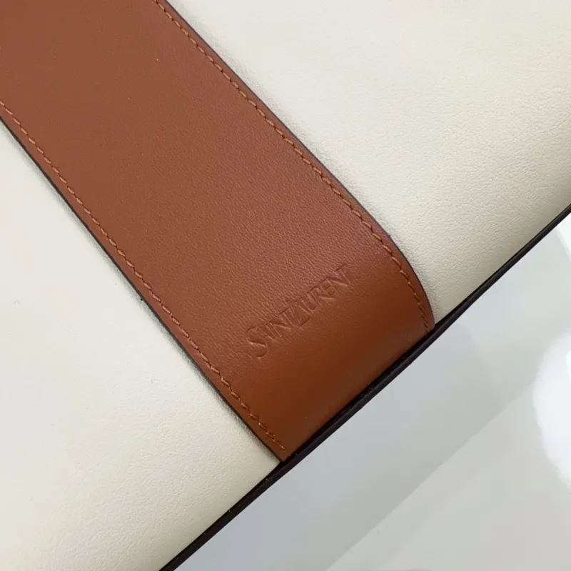 YSL White and Brown Tote Bag 147 - Image 8