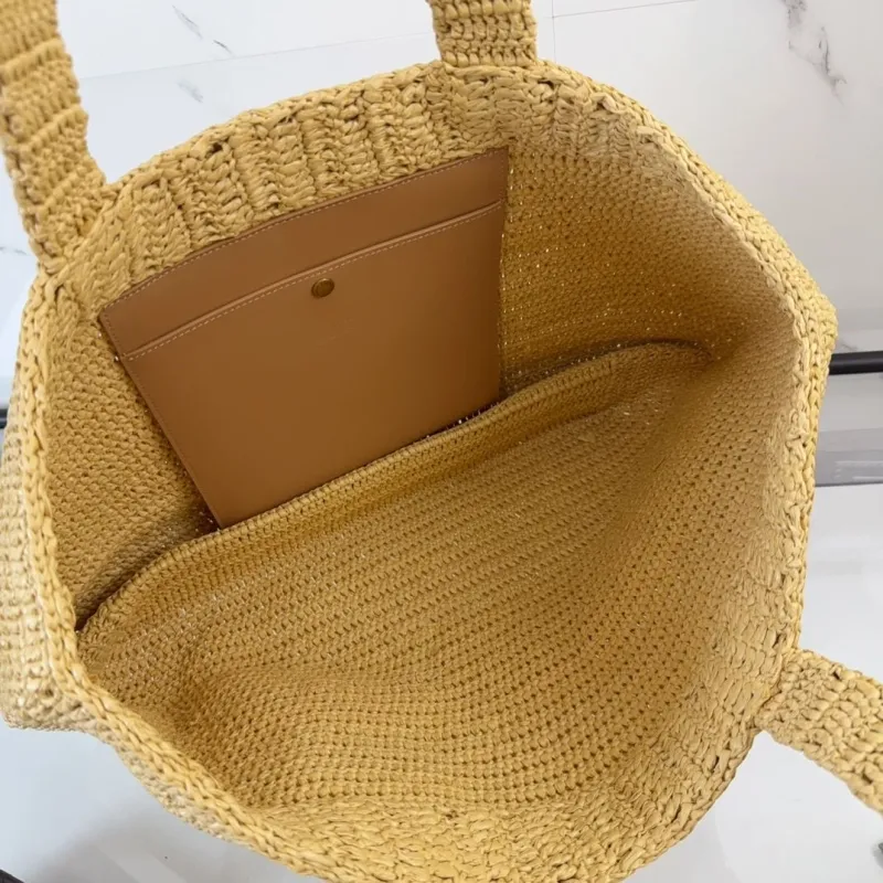Saint Laurent Natural Beige Straw Tote Bag - Image 5