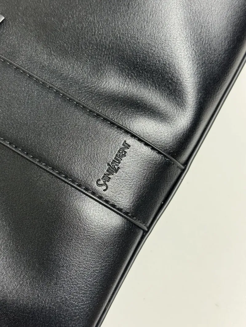 Saint Laurent Black Leather Tote Bag with Pouch 37x32 cm - Image 3