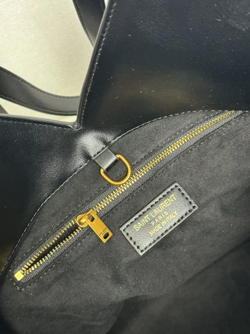 Saint Laurent Black Leather Tote Bag with Pouch 37x32 cm - Image 5