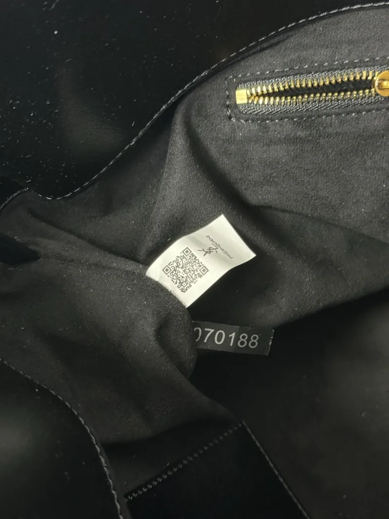 Saint Laurent Black Leather Tote Bag with Pouch 37x32 cm - Image 6