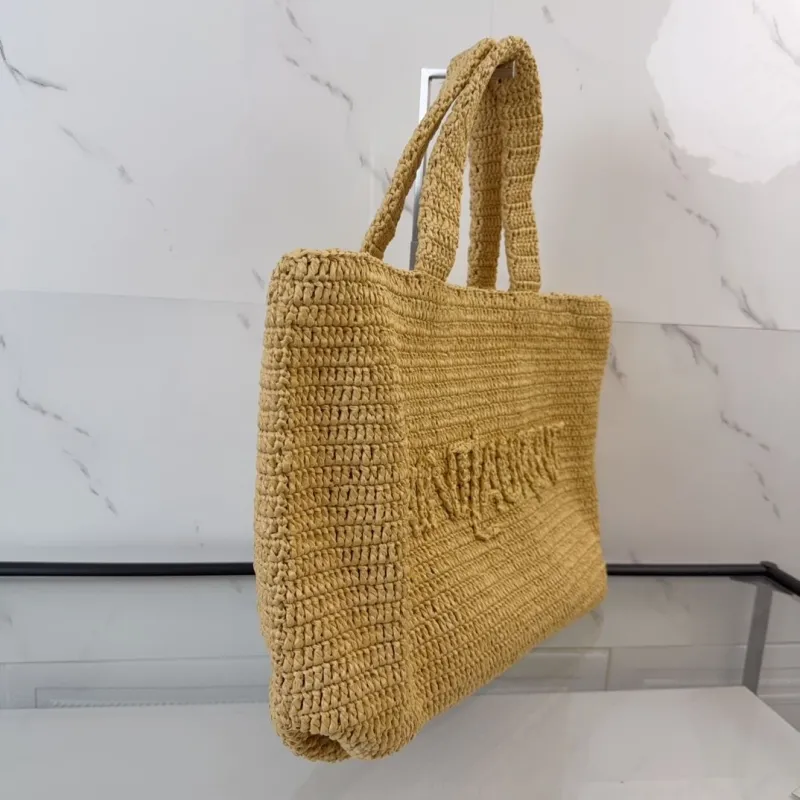 Saint Laurent Natural Beige Straw Tote Bag - Image 3