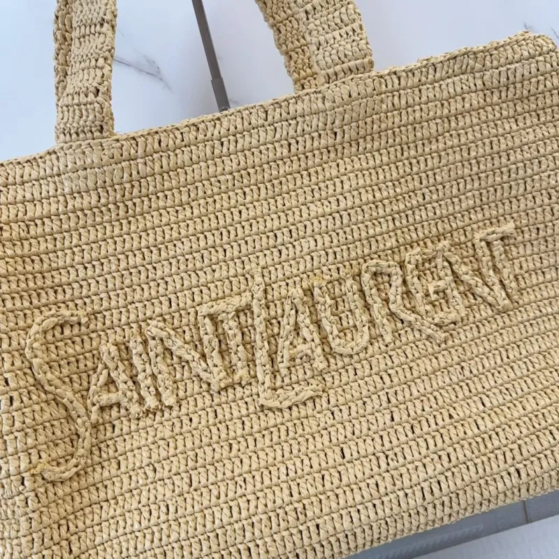 Saint Laurent Natural Beige Straw Tote Bag - Image 4