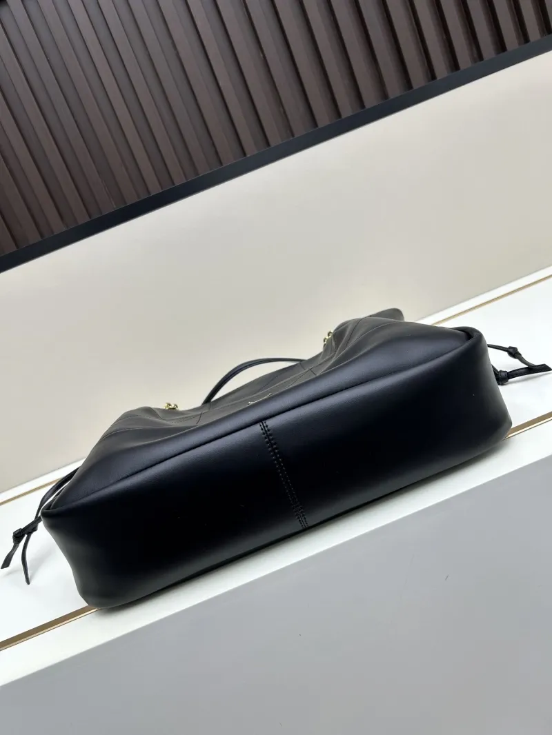 YSL Black Leather Tote Bag with Small Pouch - Image 5