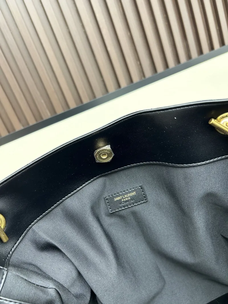 YSL Black Leather Tote Bag with Small Pouch - Image 8