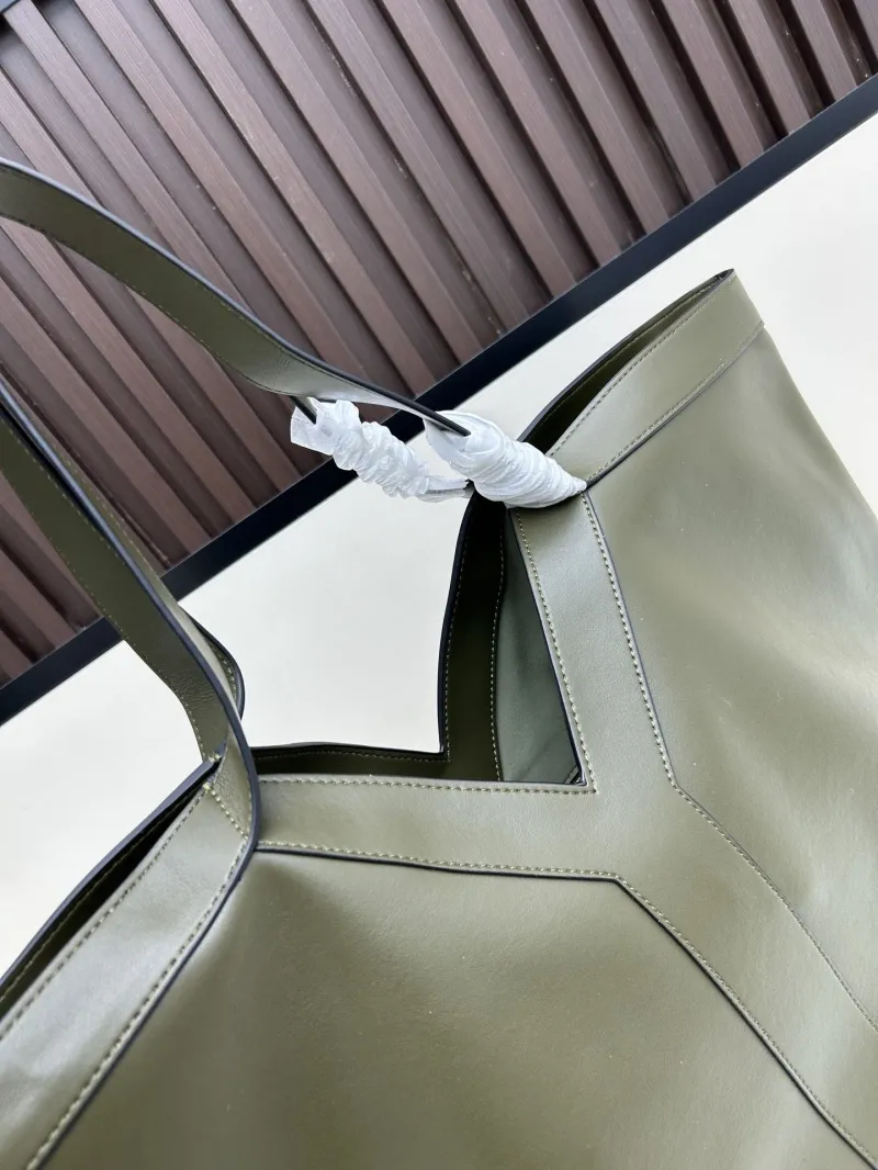 YSL Olive Green Leather Tote Bag 173 - Image 3