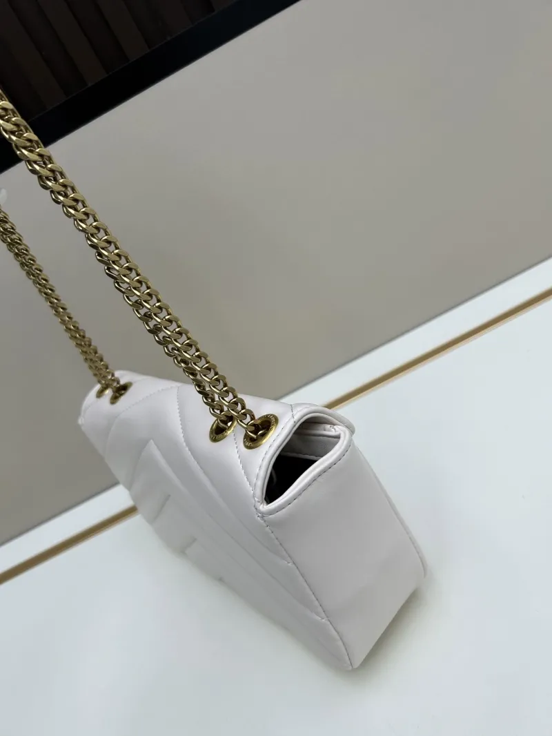 YSL White Chevron Chain Shoulder Bag 6146 - Image 3