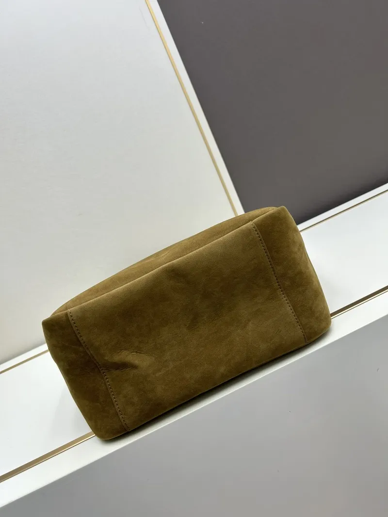 YSL Suede Tote Bag 41338 Olive Brown - Image 5