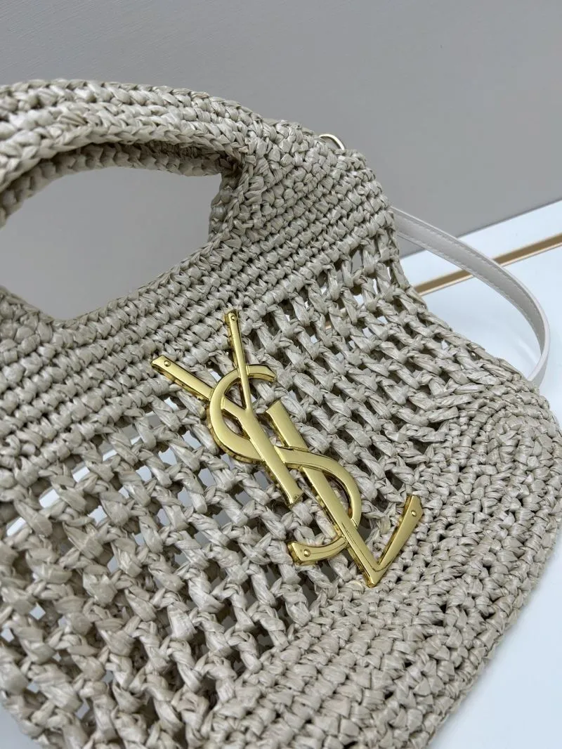 YSL Beige Woven Straw Tote Bag 1811 - Image 3
