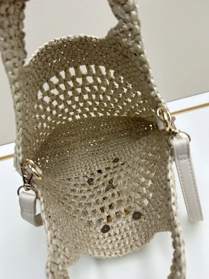 YSL Beige Woven Straw Tote Bag 1811 - Image 5