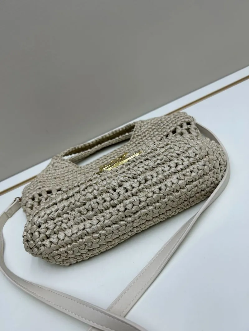YSL Beige Woven Straw Tote Bag 1811 - Image 6