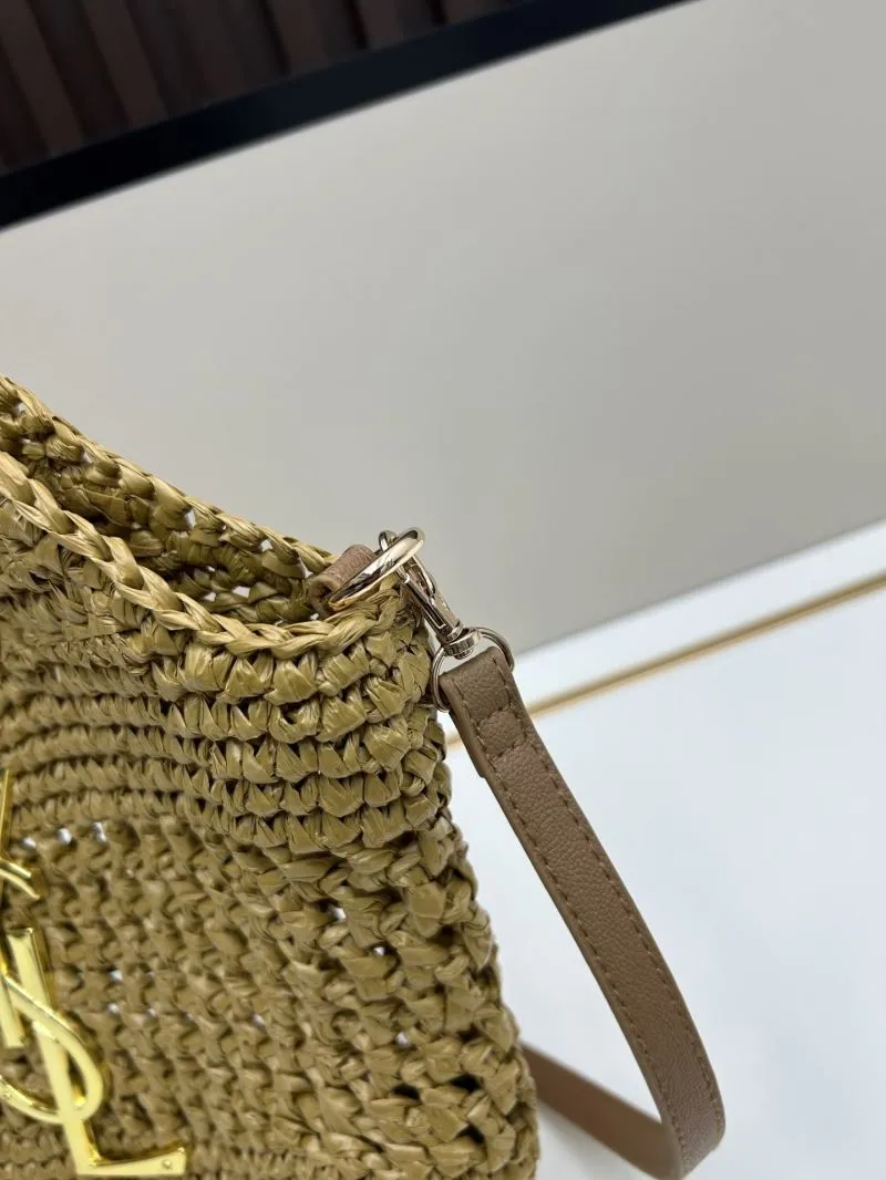 YSL Straw Woven Crossbody Tote Bag 1811 Khaki - Image 5